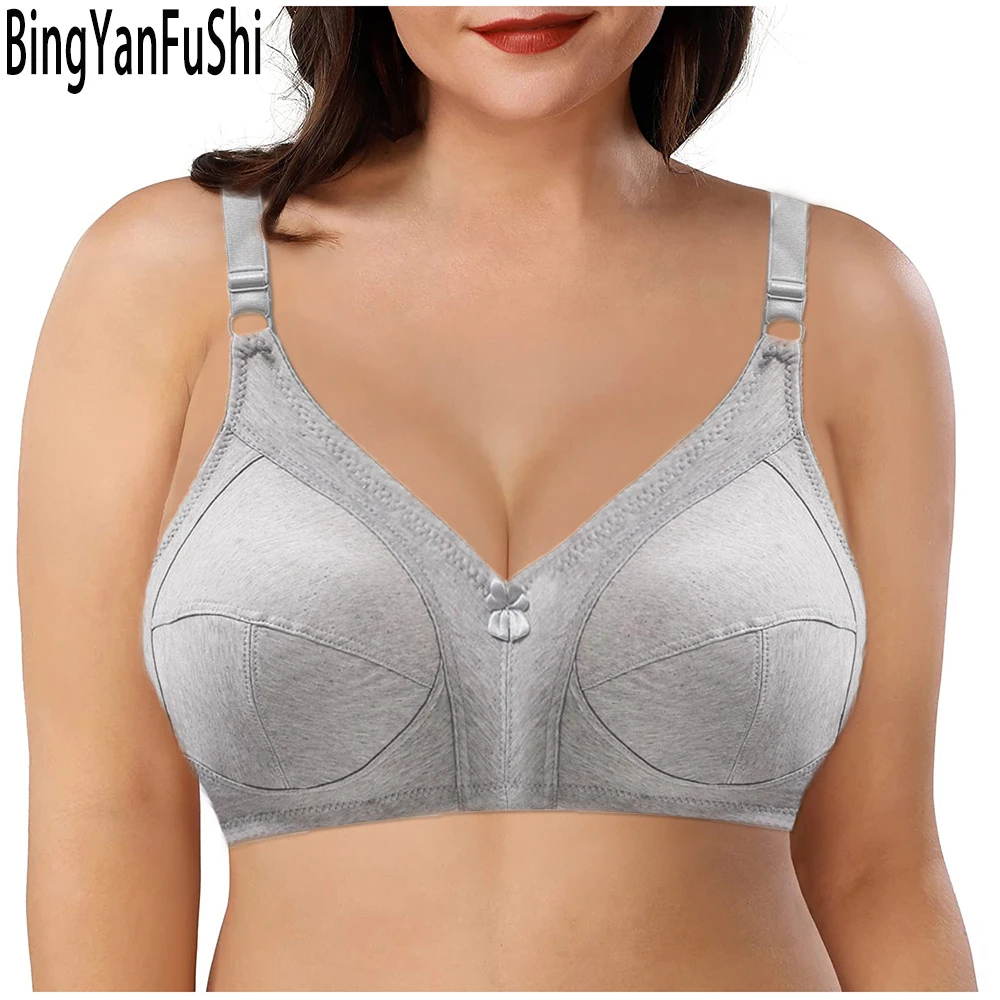 Women's Bra Large Size 36-50 Seamless Underwear Full Coverage Cup C D E F No Bones Sports Bra Ladies Unlined Cotton Lingeire C01