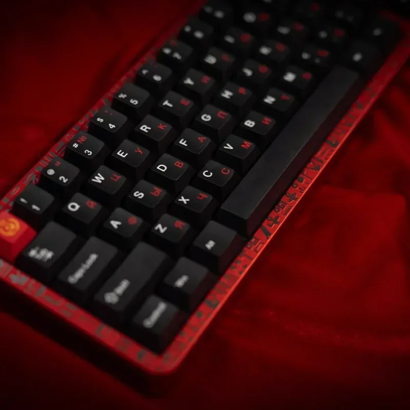 

Black and Red Russian Keycaps 140 Key Thickened PBT Thermal Sublimation Cherry Profile Keycaps Mechanical Keyboard Accessories