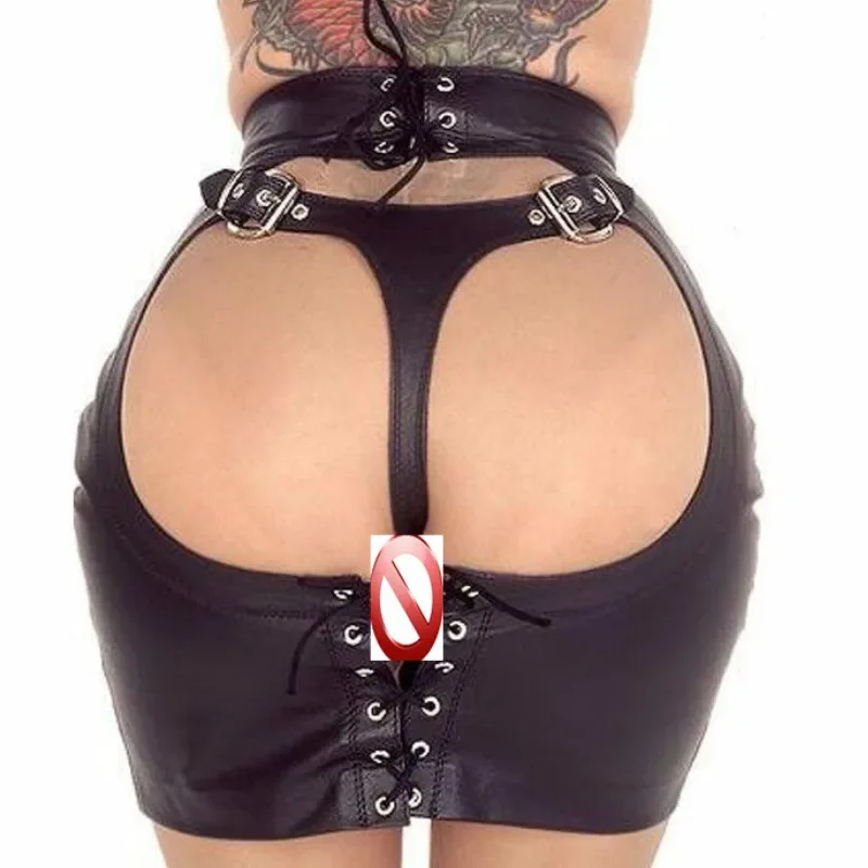 

Women Black Leather Panty Latex Dress Fetish PVC Erotic Lingerie Sexy Costumes