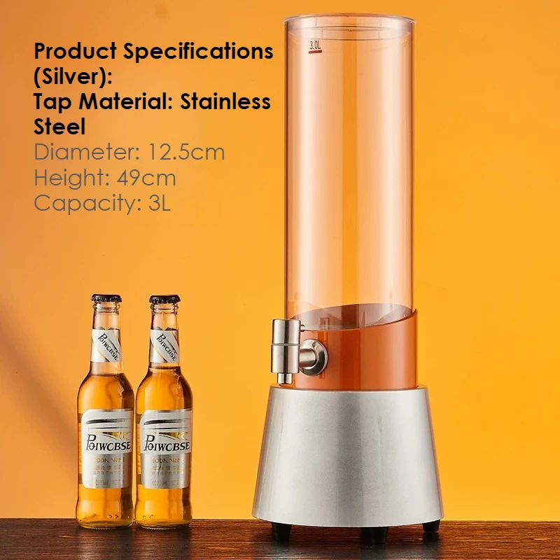 Rechargeable LED Luminous Beer Tower DIY Fruit Wine Dispenser for Home Party Bar Cocktail Beer Cola Drink Server