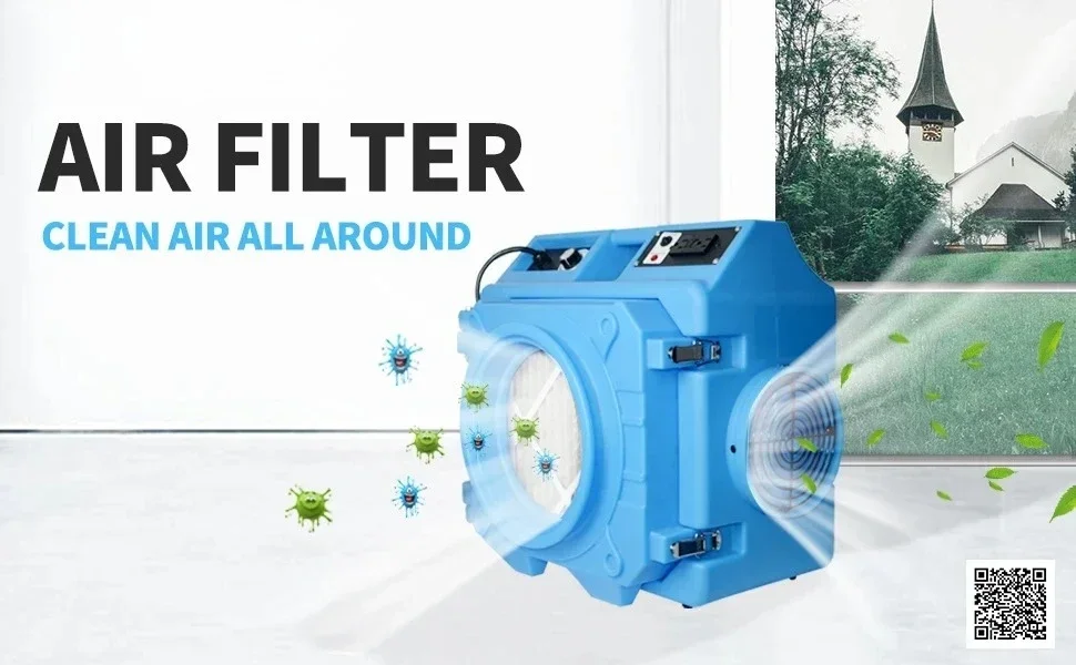Commercial HEPA Air Scrubber  Formaldehyde Removal Air Purifier for Industrial, Medical & Water Damage Use