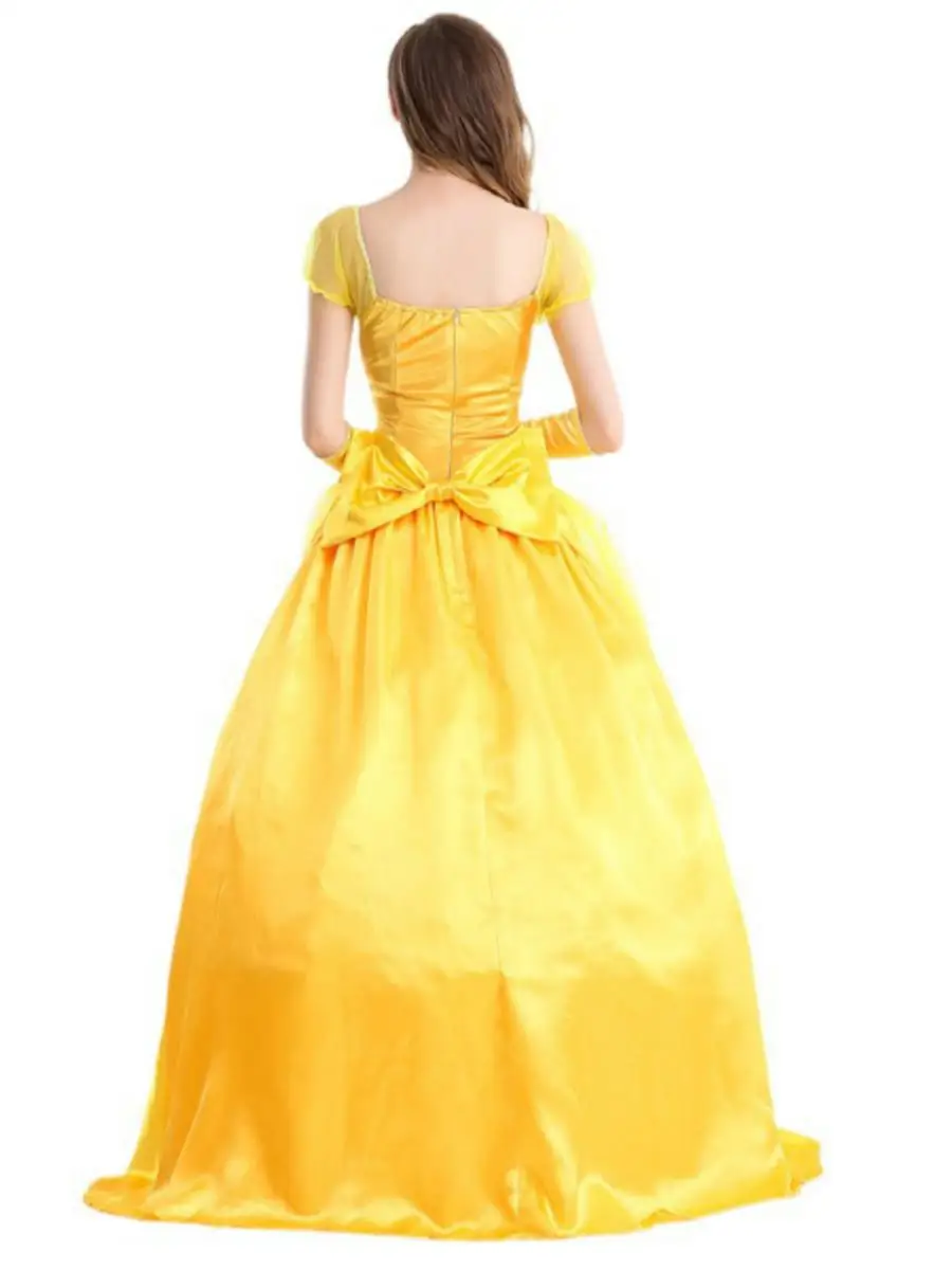 Nouveau Costume d'halloween robe de bal jaune Princ Belle personnage jeu orm Beau et la bête Costume de Film Dr