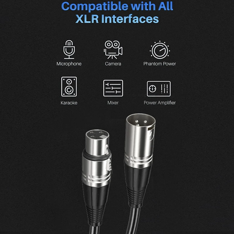 AA60 1 Piece XLR Male to Female Audio Cable 1.5Meter, Microphone Cable 3-Pin, Oxygen-Free Copper Shielded for Studio Recording