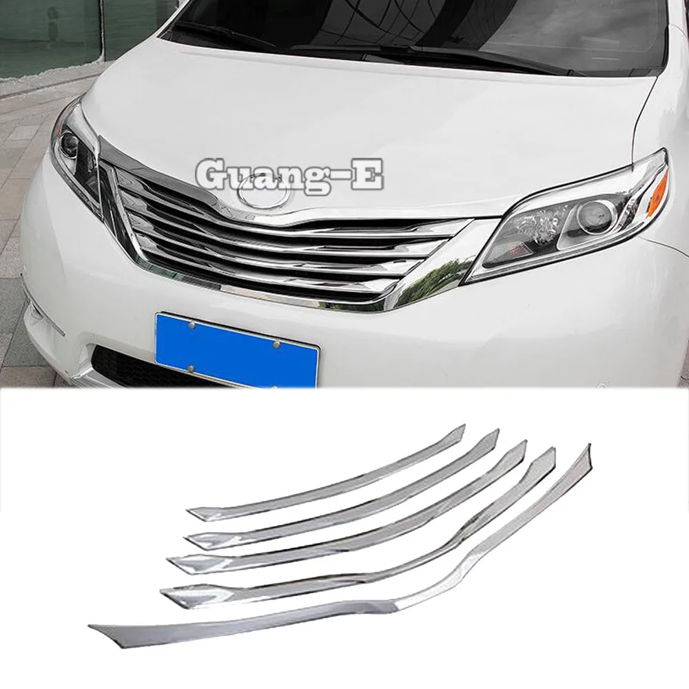 For Toyota Sienna 2015 2016 2017 2018 2019 2020 Detector Trims ABS Chrome Engine Front Lamp Grid Grill Grille Frame Strips Stick