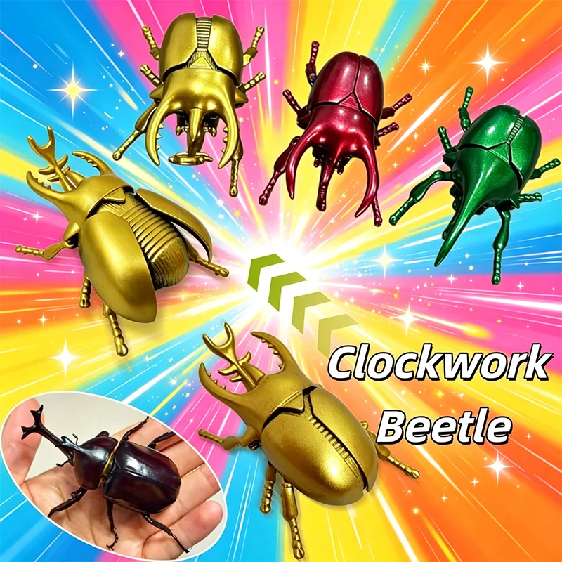 Educational Wind-Up Unicorn Beetle Toy For Crawling Insect Toy For Enlightenment Simulation and Fun Gifts
