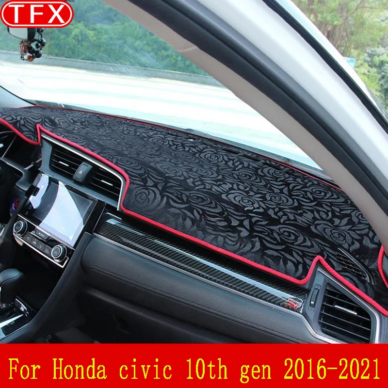 

Flannel Dashboard Cover For Honda Civic 10th Gen 2016-2021 Dash Mat Sun Shade Pad Instrume Panel Carpets Interior Accessories