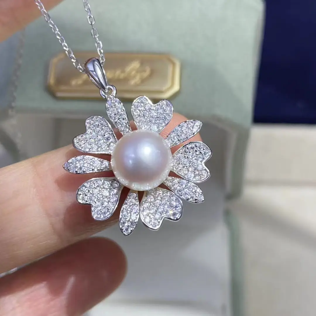 

Wholesale S925 Sterling Silver Pendant Mount Base Mountings Findings Parts Fittings Accessories for 7-8mm Pearls Beads 5pcs/lot