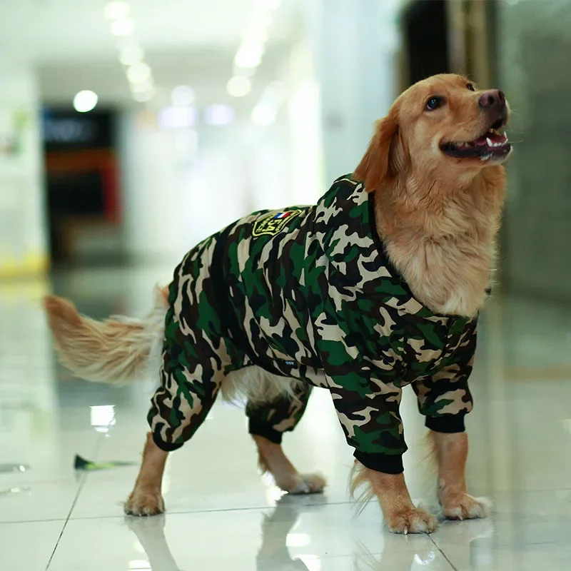 Camouflage Dog Clothes Winter Warm Chic jumpsuit Hoodie Golden retriever dog coat jacket for Large Dogs ropa perro invierno