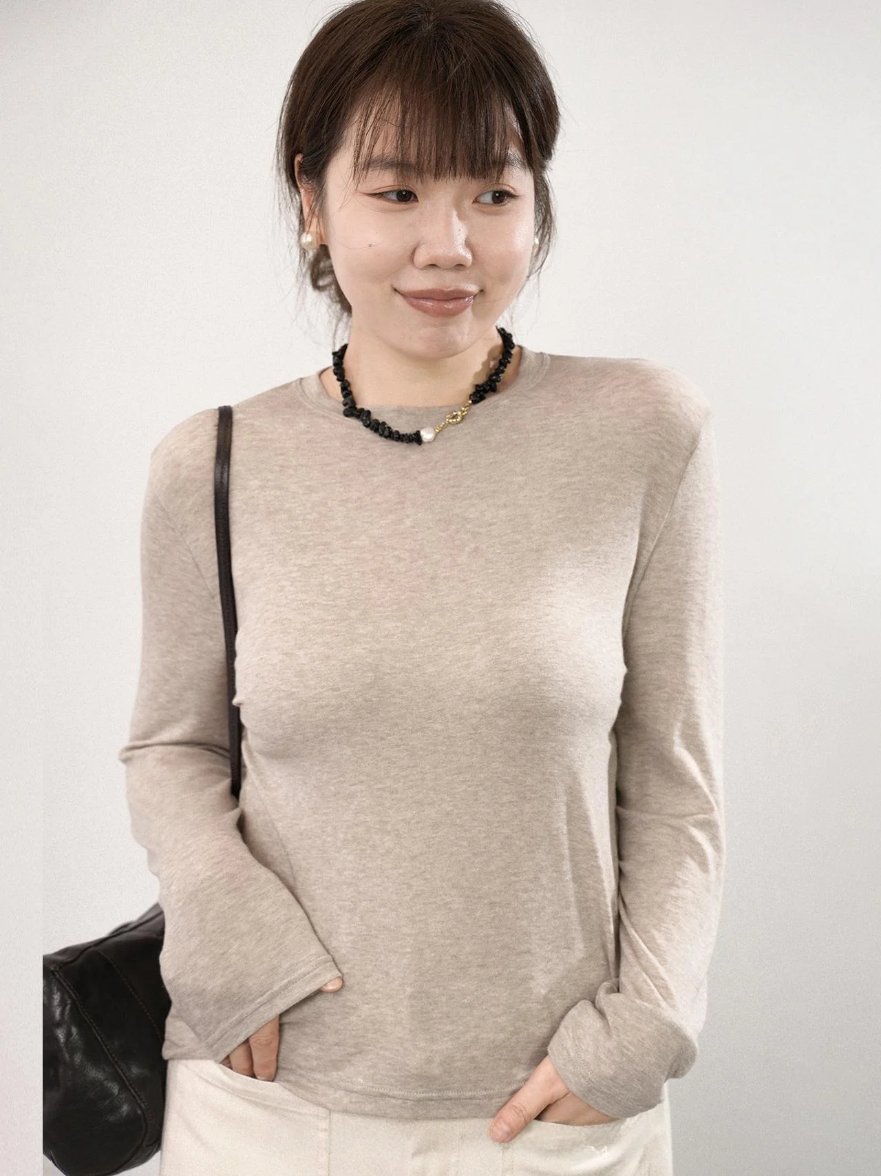 

Модный свободный шерстяной топ с длинным рукавом для женщин, повседневная дышащая тонкая осенняя кофта с круглым вырезом, пуловер