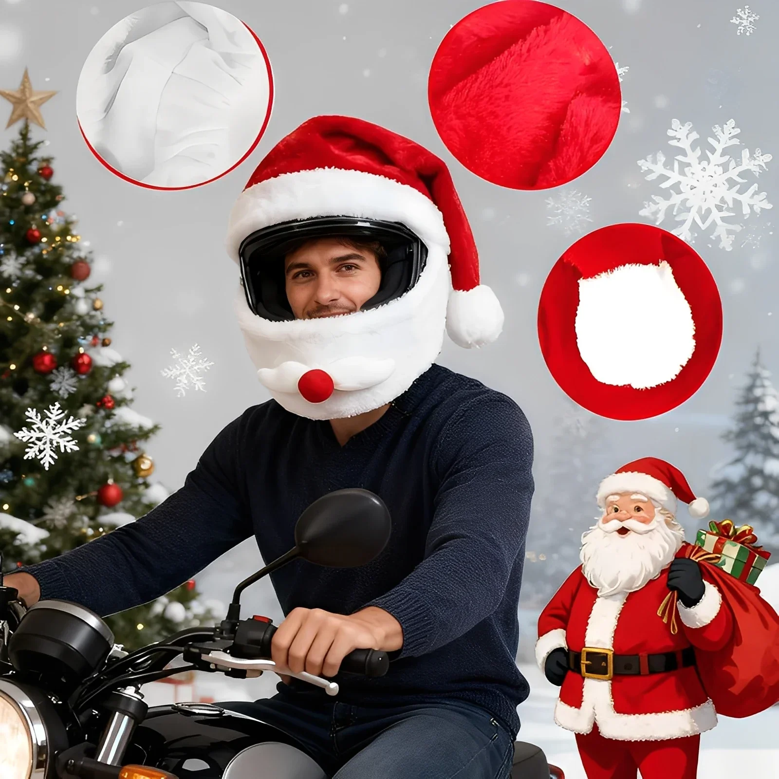 

1-3Pc Plush Santa Motorcycle Helmet Cover Decoration for Christmas Cycling Full Face Hat Santa Claus Christmas Gift Helmet Cover