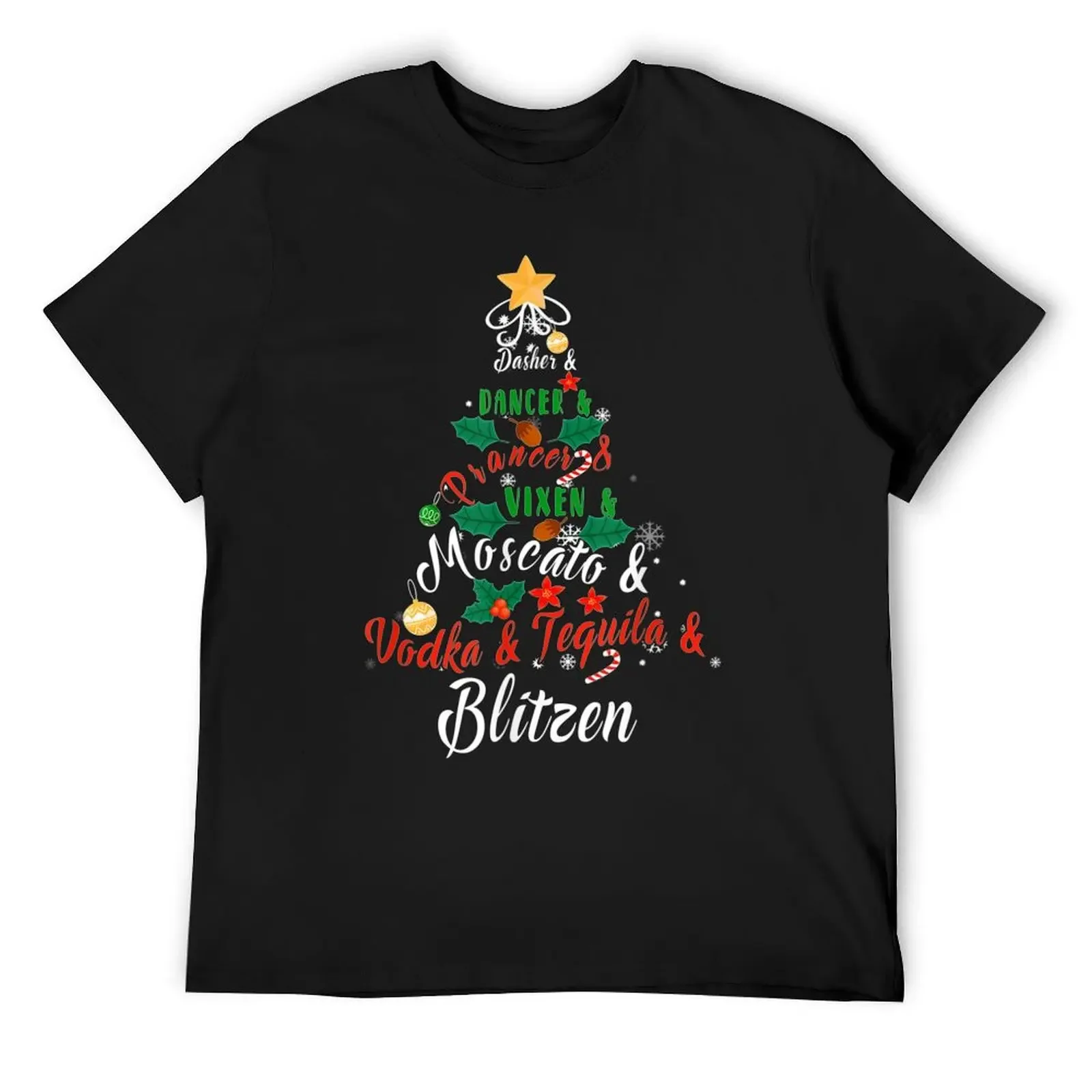 Dasher Dancer Prancer Vixen Moscato Vodka Tequila Blitzen T-Shirt hippie clothes graphic tee shirt compression shirt men