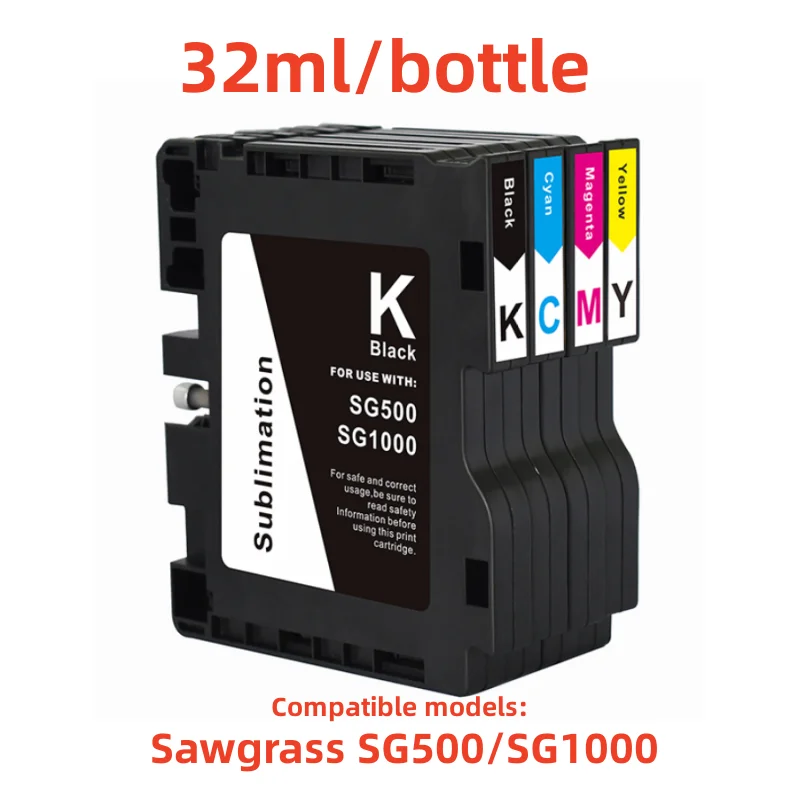 SG500/SG1000 Cartridge 4 Colors (BK/CY/MG/YL) Ink Pack Replacement for Sawgrass SG500/SG1000