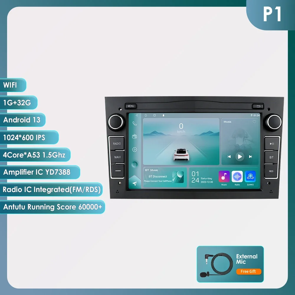 OSSURET Autoradio Android 12, Navigation GPS, Lecteur MultiXXL Stéréo, 2 Din, pour Voiture Opel Corsa C, Signum, Vivaro, Astra H, Corsa D, Zafira, Tigra, Twintop 7