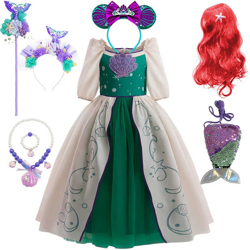 

2023 Children Halloween Cosplay Party Elegant Mermaid Dress for Girls Ariel Princess Birthday Masquerade Performance Costume