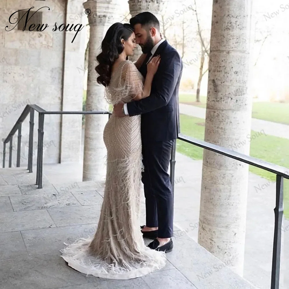 Dubai-女性のためのマーメイドイブニングドレス,イスラム教徒のデザイン,手作り,真珠,エレガント,クリスタル,シック,パーティーに最適