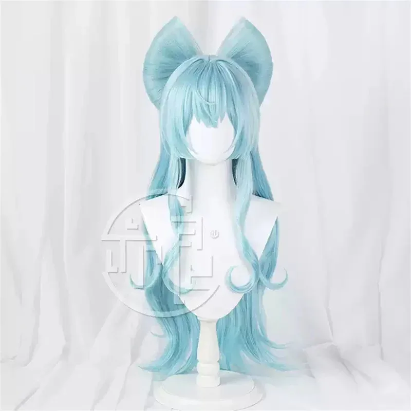 NewGenshin Impact Yumemizuki Mizuki Cosplay Wig Blue Cyan Bow Tie Long Hair Halloween Enchanting Dreams Women Girls Party2025