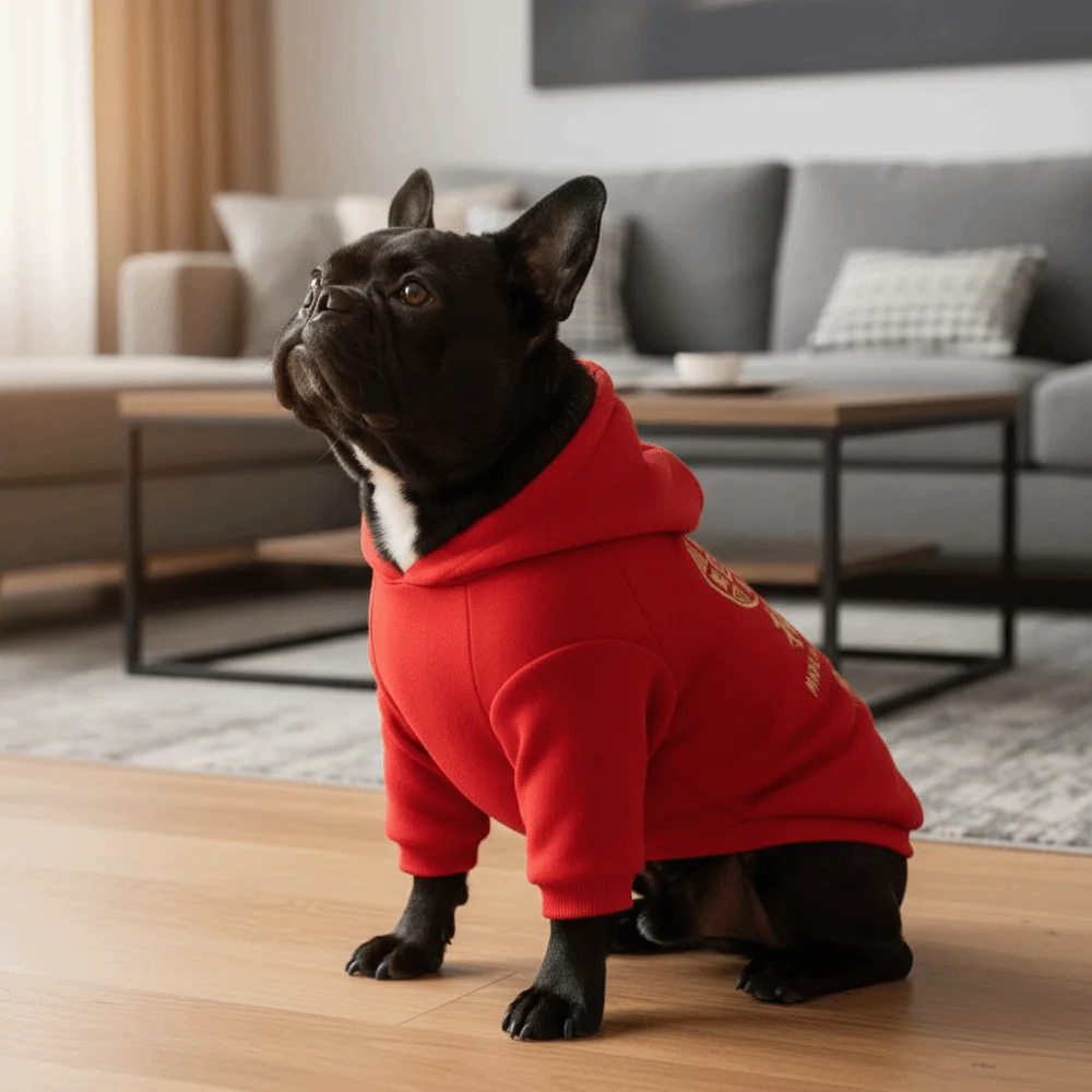 

Warm New Year Dog Hoodie Thicken Blessing Winter Puppy Clothes with Drawstring Comfortable Dog Two-Legged Clothing Winter