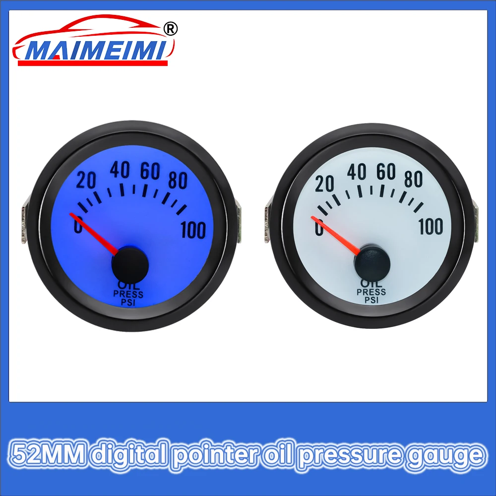 52MM digital pointer oil pressure gauge 0-100psi Oil pressure gauge with oil pressure sensor Blue backlight