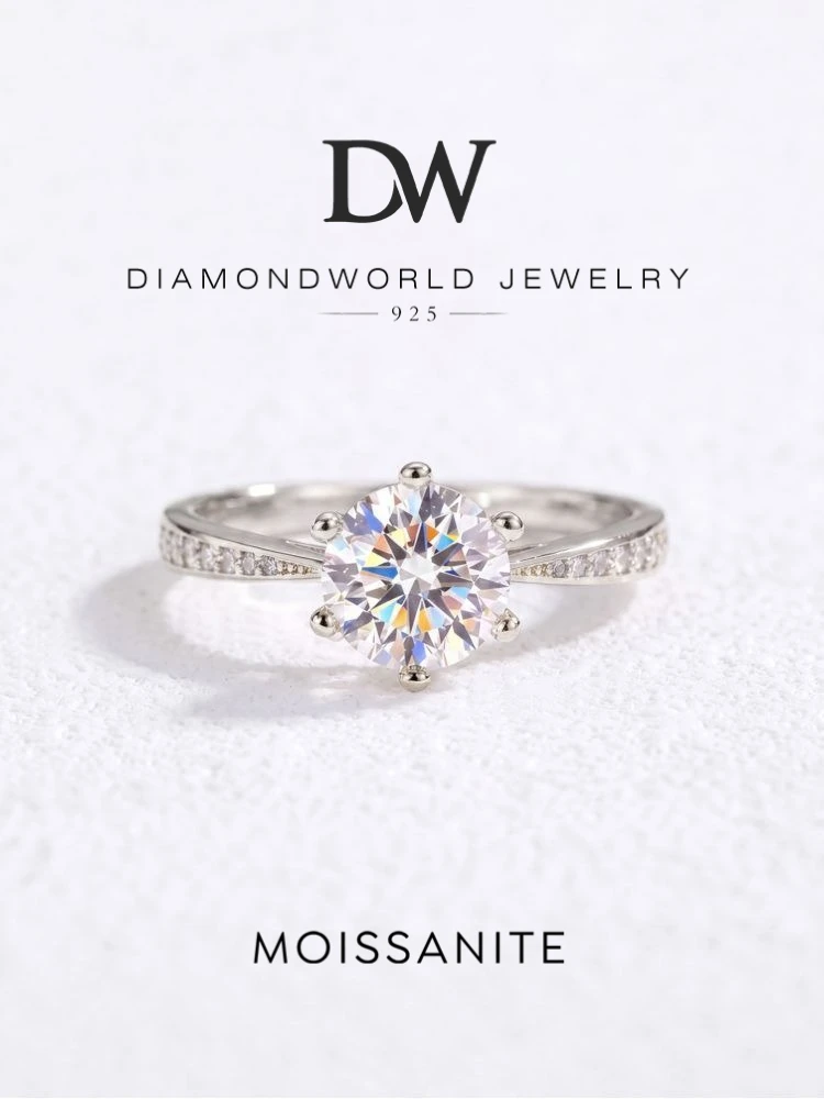 DW Luxus 0,5-2CT Moissanit Diamant Ringe für Frauen Engagement Echt 925 Sterling Silber Original Hochzeit Edelstein Edlen Schmuck