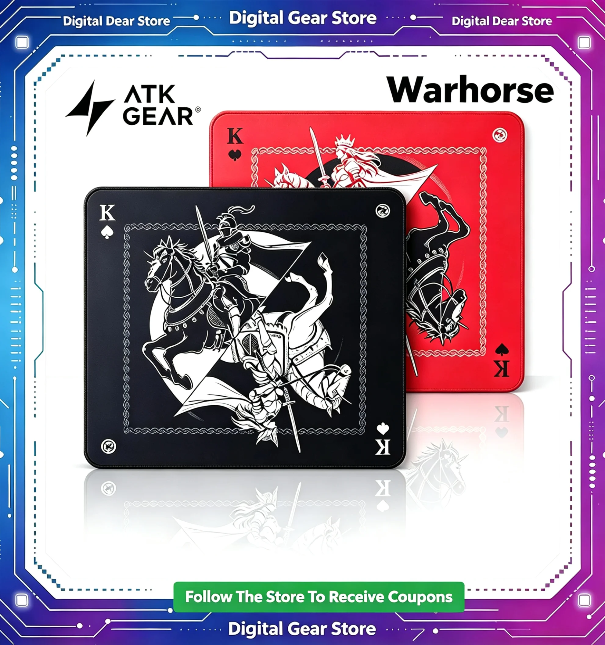 ATK Warhorse Gaming Mouse Pad Large Desk Mat Original Art Illustration Polyurethane Based Anti Slip Mat For Game Office Mousepad