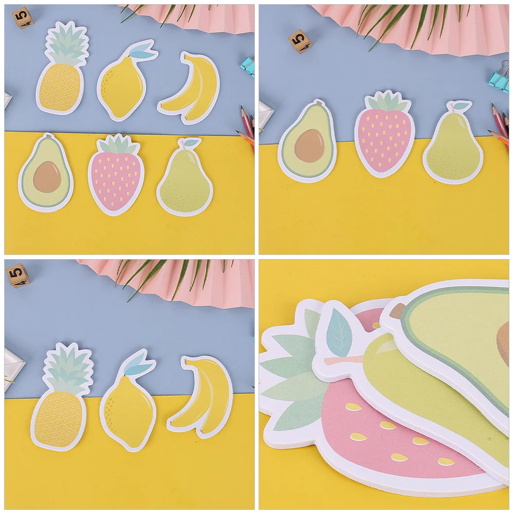 6pcs Fruit Shaped Cute Memo Pads Peelable Adhesive Notepads For Home Office School Fruit-Themed Decorative Memos