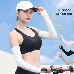 1 Pair Summer Finger Sleeve Ice Cool Wearing High Elastic Elbow Spring Outdoor Riding Fingerless Fishing Custom Ice Silk Sleeve