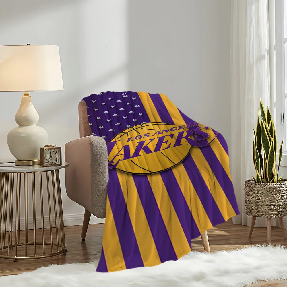 Logo L-Los A-Angeles L-Lakers Blanket Soft Plush Nap Sofa rug for Living Room Warm Office Bedroom Birthday Home Travel Kid Gifts