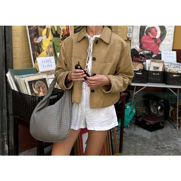 

Spring Autumn New Casual Women's Jackets Lapel Long Sleeves Pockets Single Breasted Coats Chic Retro Loose Jacket for Female