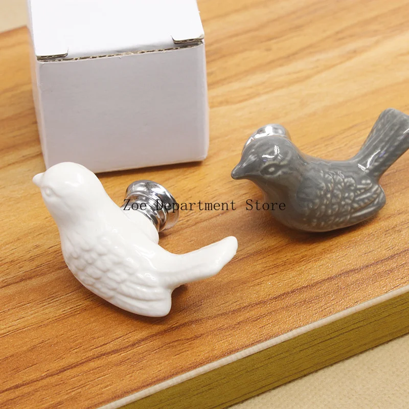 Cute Bird Shape Ceramic Handles for Furniture Various Colors Cabinet Pulls Home Decor Handle for Children\'s Room Kids Knobs