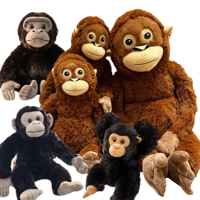 Simulation Gorilla Lifelike Monkey Orangutan Plush Toys Cartoon Stuffed Animals Plushies for Kids Birthday Gifts Decor