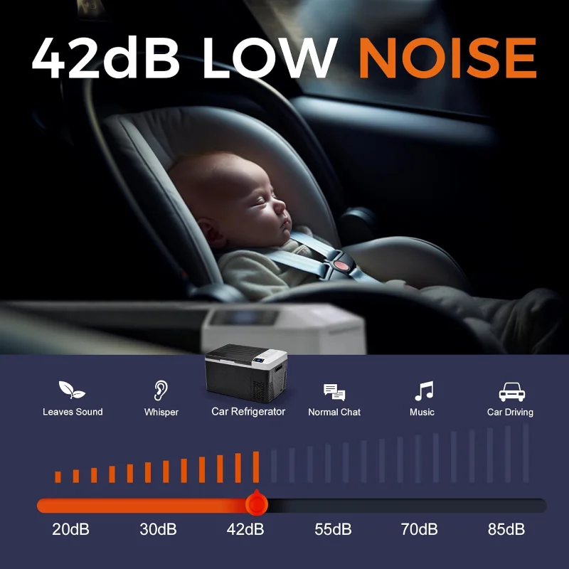 Dispositivo di raffreddamento elettrico per frigorifero da 12 Volt - Compressore per frigorifero da 24 Quarti (23 L) 12/24 V CC e 110-240 V CA, batteria utilizzabile per frigorifero da 12 V