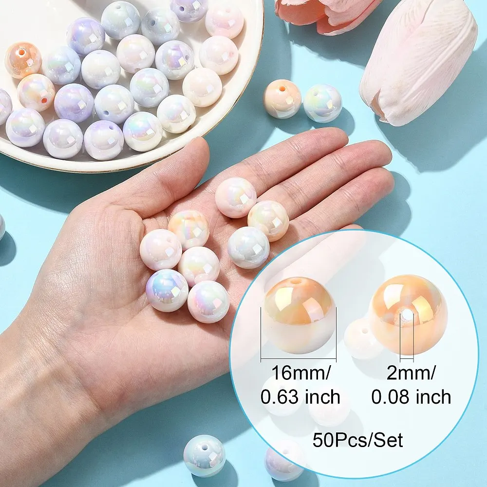 KitBeads 50pcs Luminous Round Beads Opaque Acrylic Loose Beads Glow in the Dark for Jewelry Making Bracelet Necklace DIY Crafts