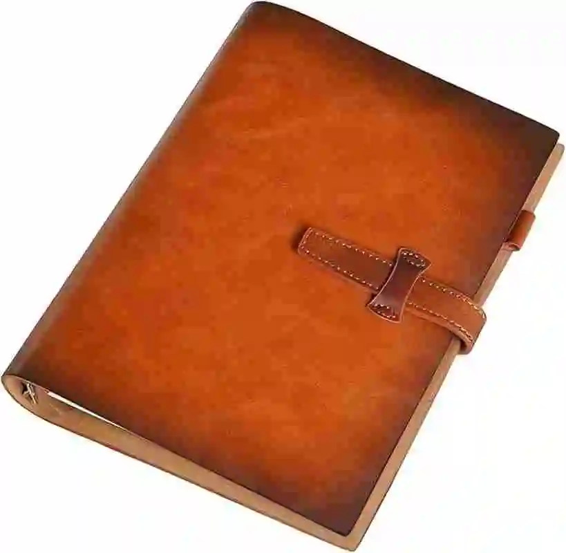 New Refillable A5 PU Leather Binder Notebook with 6-Ring Binder, 80 Pages Lined Paper & Pocket, for Writers Business Work Study