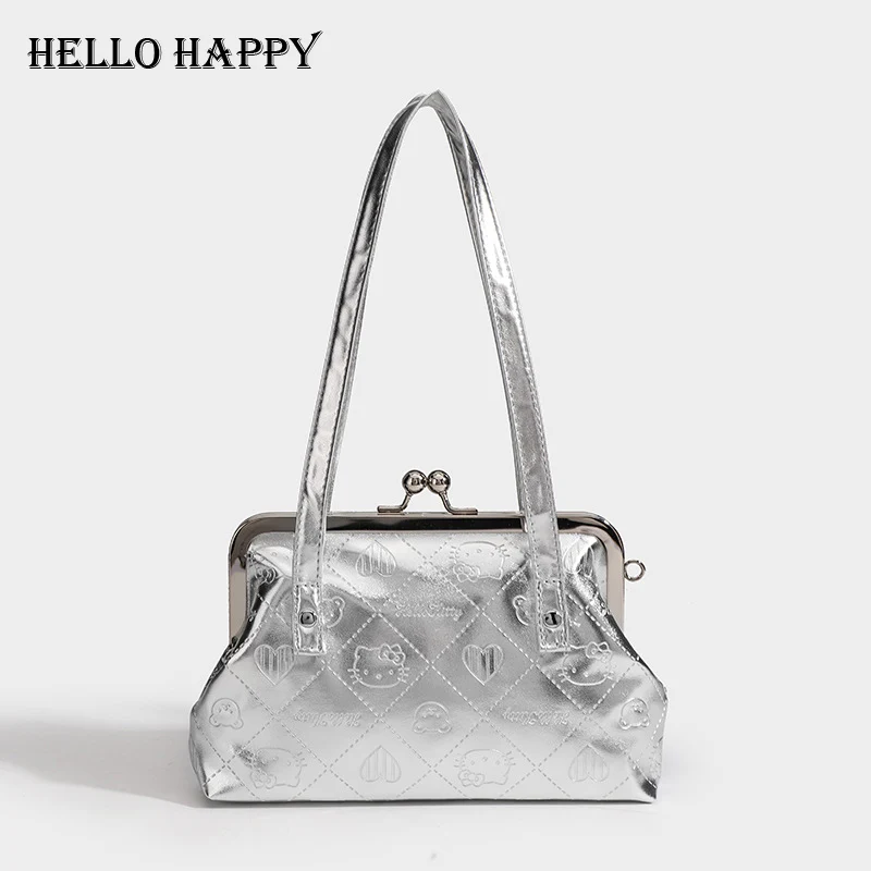 

HELLO HAPPY Antique Style Clip Wrap New Vintage Handbag Cartoon Women'S Package Silver Gold Tote Pack Hand-Held Shoulder Bag