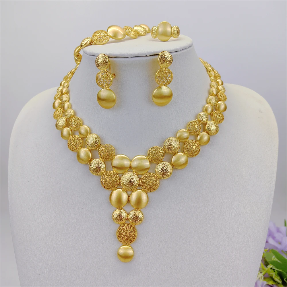 ESALE Original Designer Italian 18K Gold Plated Jewelry Set African Dubai Wedding Party Gifts Brazilian Golden Jewellery