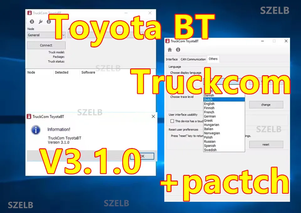 

TruckCom-Diagnostic software for Toyota, BT 3.1.0 service bases, patch for Toyota, unlimited installation for multiple PCs,