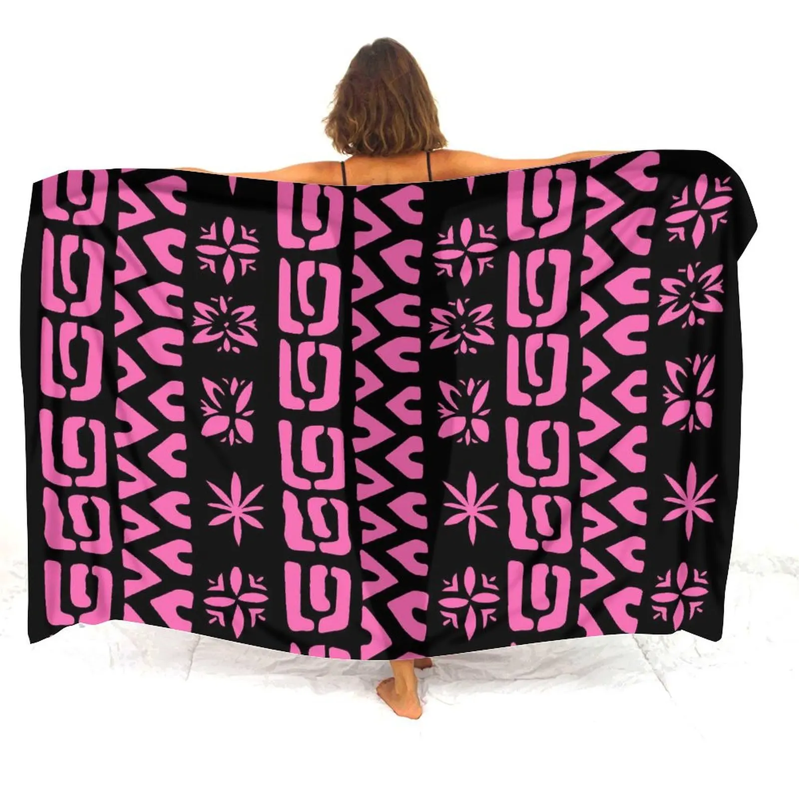 Polynesian Women'S Sarong Flower-Patterned Women'S Shirts Women'S Scarves Customizable Women'S Sarong Windproof Coats