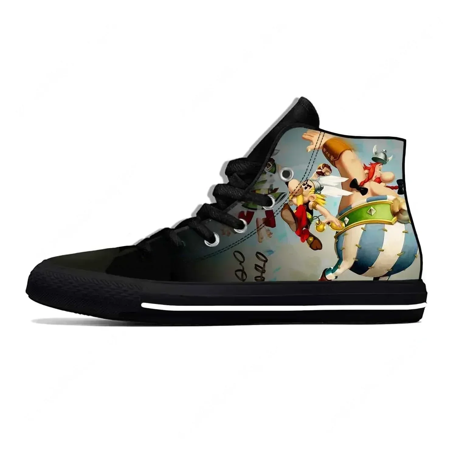 

Hot Anime Cartoon Manga Asterix Obelix Adventures Casual Shoes High Top Lightweight Board Shoes Breathable Men Women Sneakers