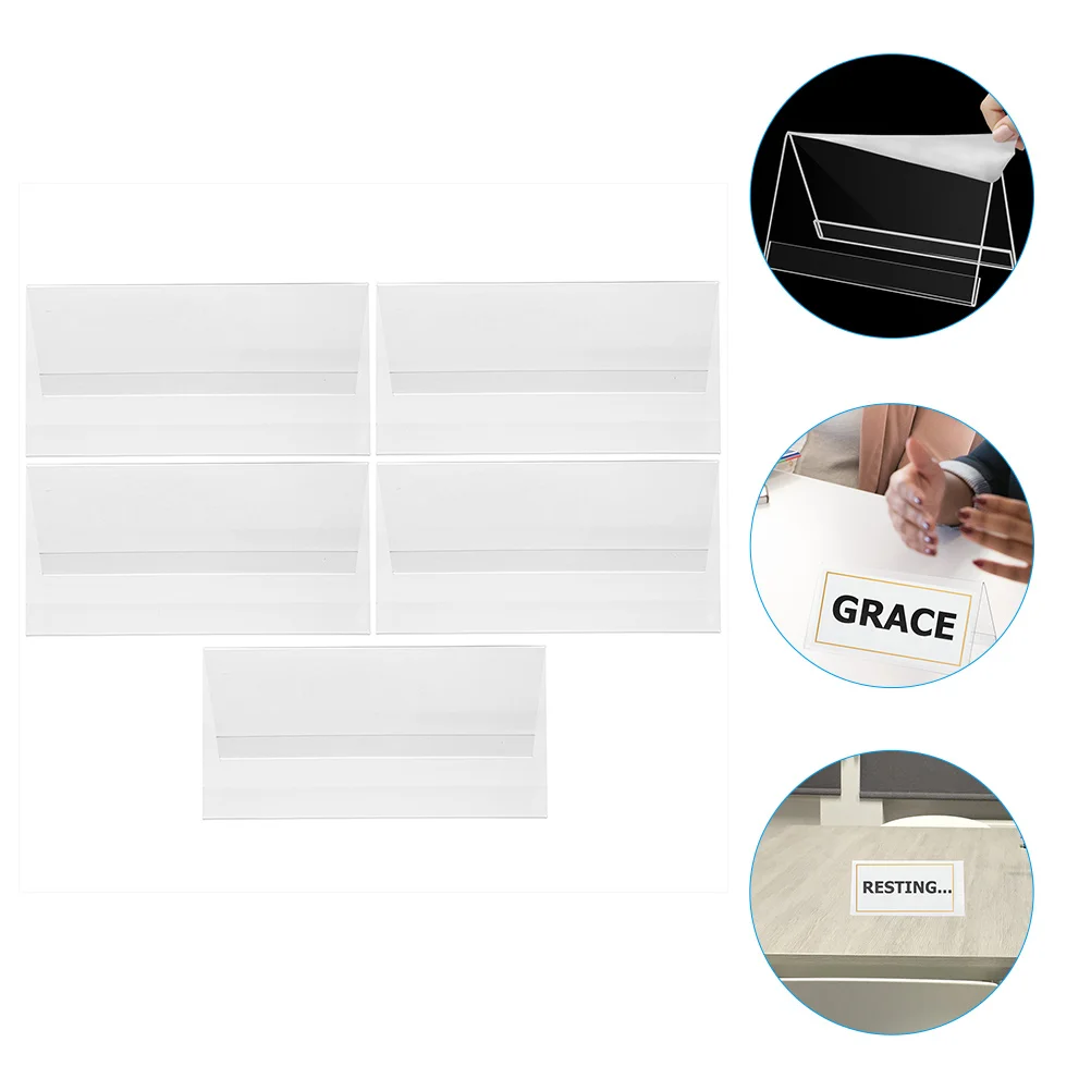 

5pcs Acrylic Display Holder Seating Number Table Name Card Stand Wedding Market Sign Office Conference Supplies Reusable Clear