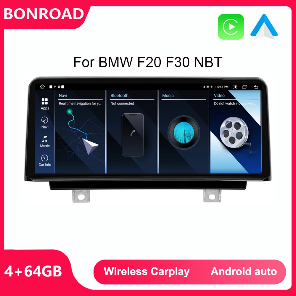 Car Android Wireless Carplay Multimedia Display Screen Auto Radio For BMW 1/2/3/4 Series F20/F21/F22/F30/F31/F32/F33/F34/F36