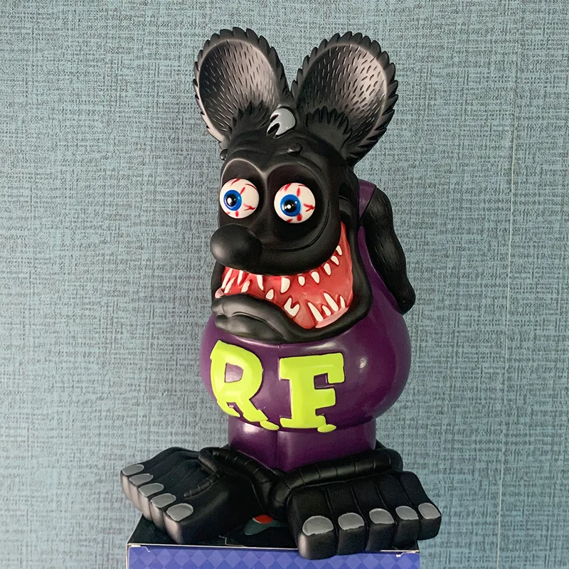 Rat Fink 33cm Purple Black Vinyl Model Doll Ornament Premium Edition RF Crazy Mouse Statue Gift Toy Collection Figure