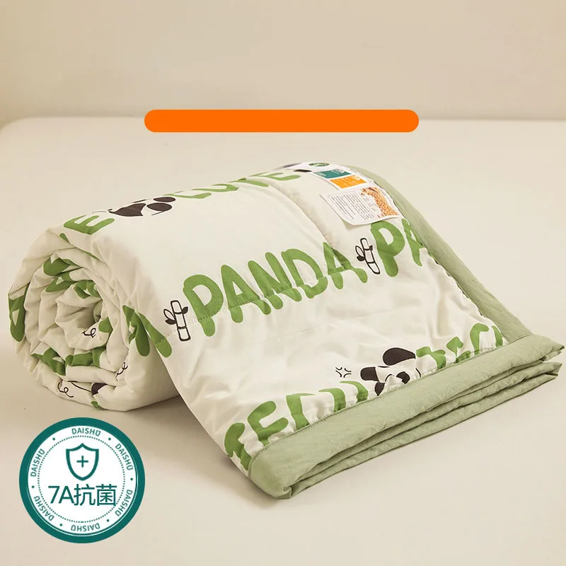 7A Antibacterial Printed Soybean Summer Quilts Cartoon Air Conditioning Quilt for Dorm Home Skin-Friendly Cozy Cooling Blanket