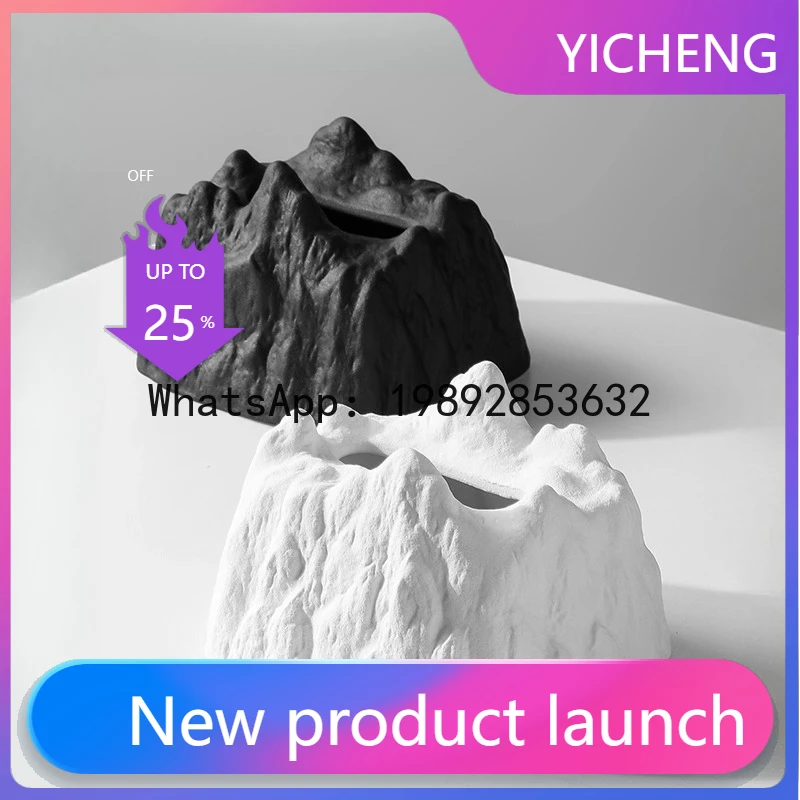 Creative Iceberg Black Tissue Box Rockery Ceramic Tissue Box Napkin Holder Toilet Paper Holder Storage Home Decoraction