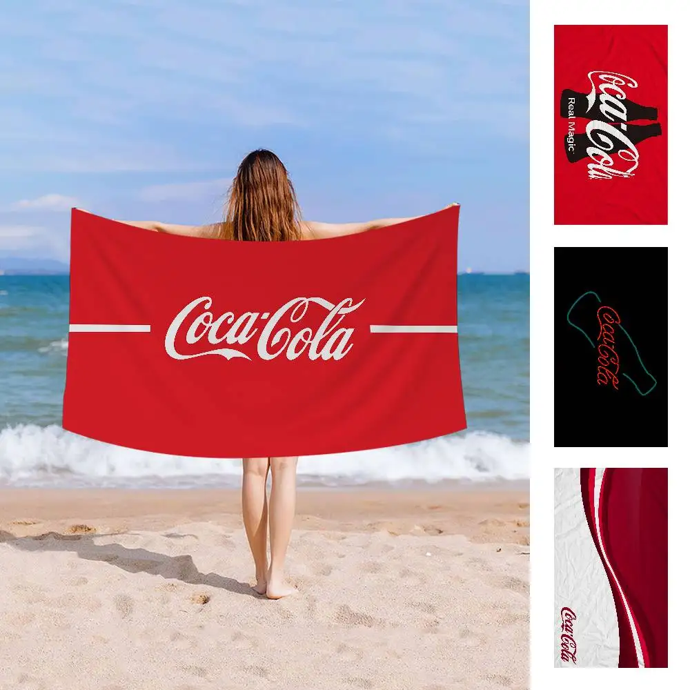 C-Coca-C-Cola Bath Towel Microfiber Soft Water Absorbing Breathable For Girl Kids Decorative Cartoon Beach Towel