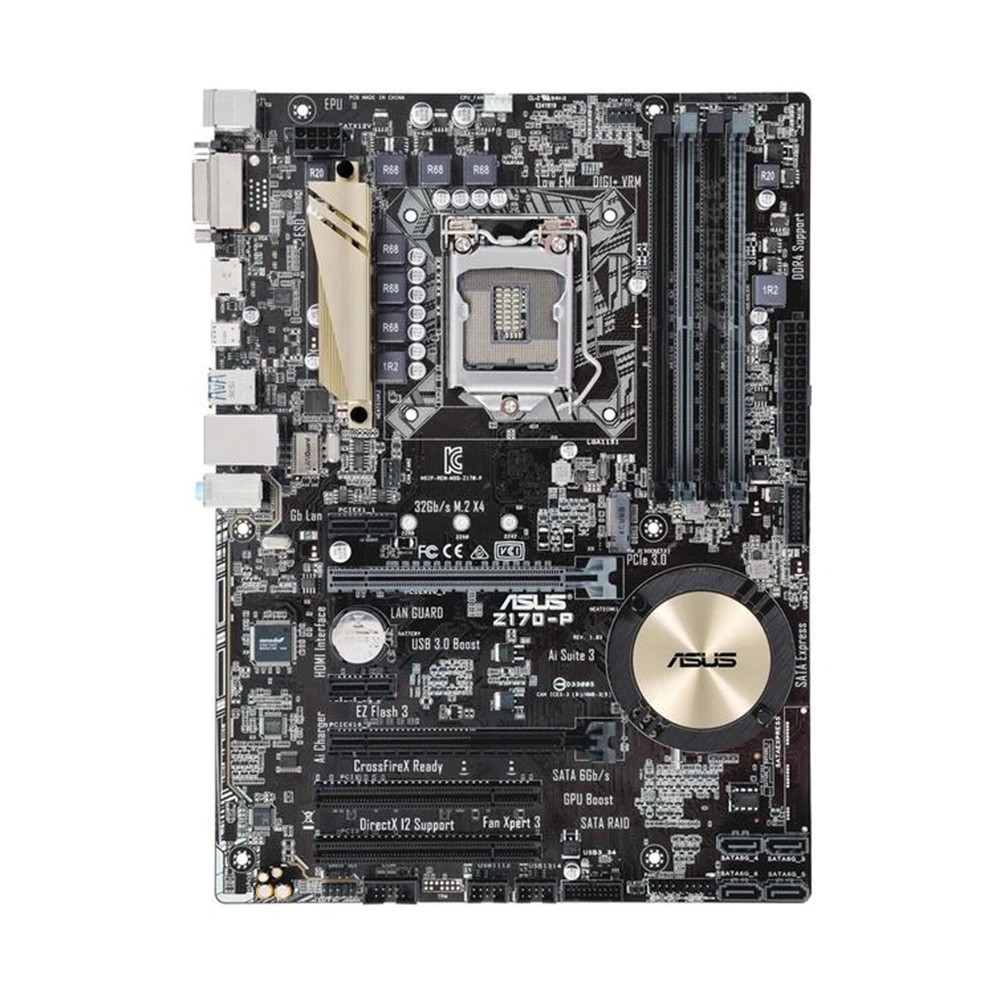 Asus Z170-P Desktop Motherboard Z170 Socket LGA 1151 i7 i5 i3 DDR4 64G M.2 SATA3 USB3.0 USB DVI HDMI ATX