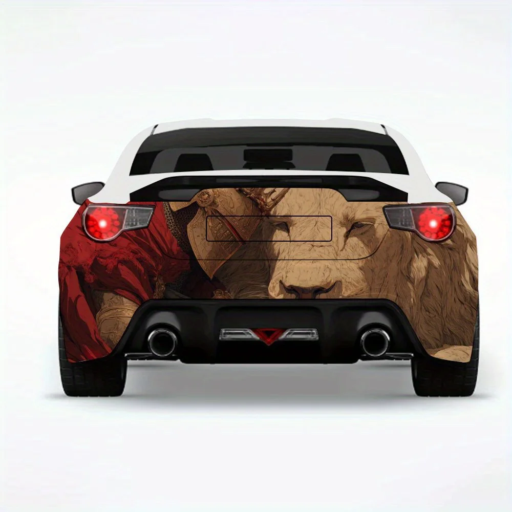 

Knight with Lion Car Sticker-Vinyl Decal for Car Rear, Waterproof Self-Adhesive Vinyl Stickers for Vehicle Tail & Bumper, Decora