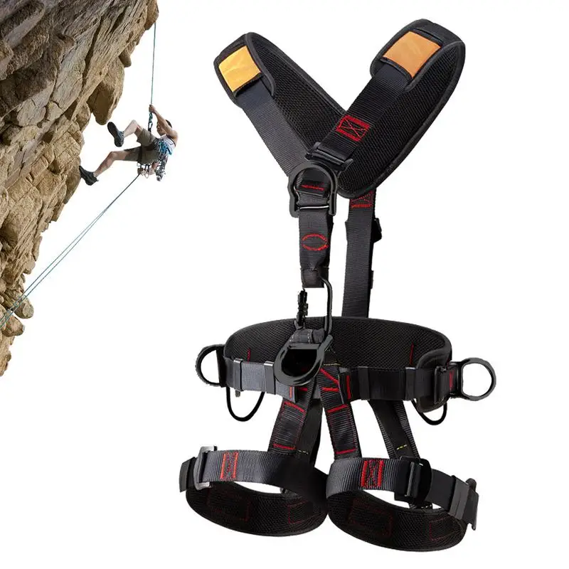 

Full Body Roofing Harnesses Five-point Safety Belt With Adjustable Buckles Detachable Fall Harness For Men Tree Climbing Gear