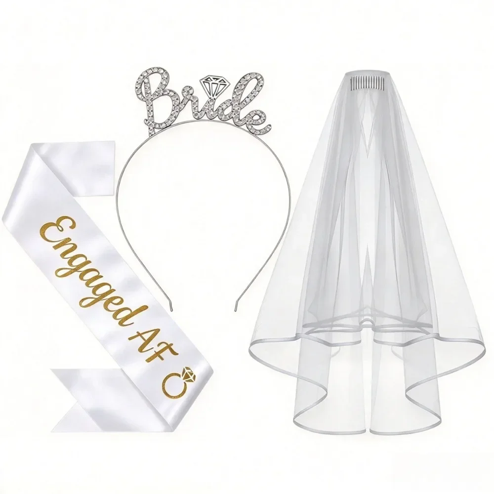 1/3Pcs "I Do" Couple Engagement Sash, Wedding & Bachelor Party Accessories, Engagement Gifts for Bride & Groom-to-Be
