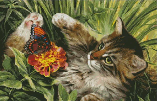 Butterfly and cat Sewing kit 18CT 16CT 14CT Unprinted Cross Stitch Kits Embroidery Art DIY Handmade Needlework Home Decor