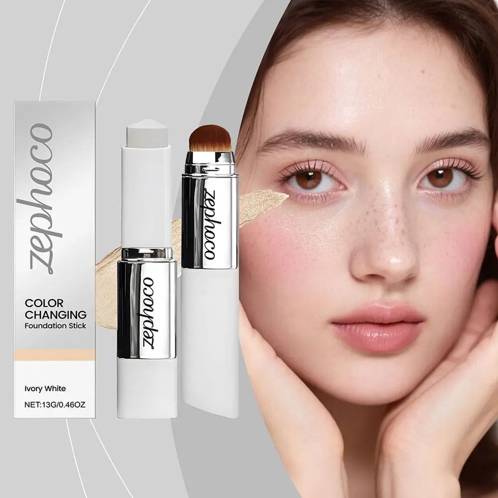 Zephoco 2-in-1 Fondotinta in stick che cambia colore Fondotinta idratante schiarente leggero correttore Cosmetici per il trucco